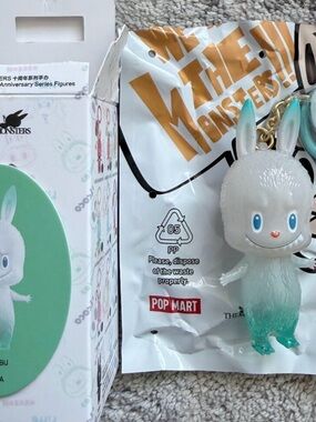 Pop Mart Teal-White Bunny Monster Keychain by Pop Mart
